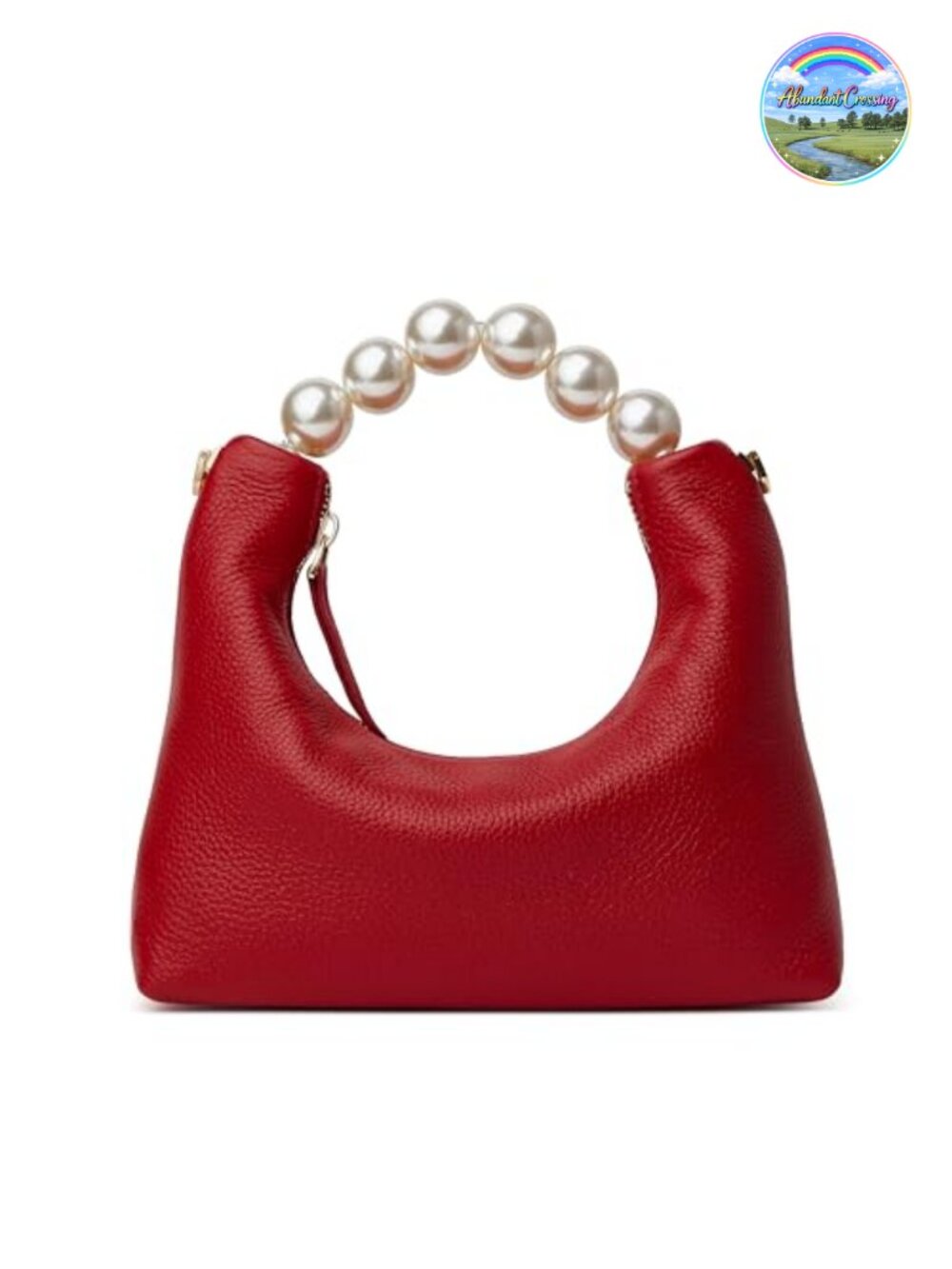 Genuine Leather Top Handle Clutch Purse with Detachable Shoulder Strap